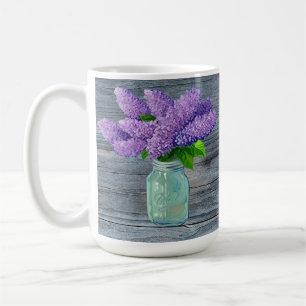 Lovely Lilacs  In Rustic Mason Jar Coffee Mug