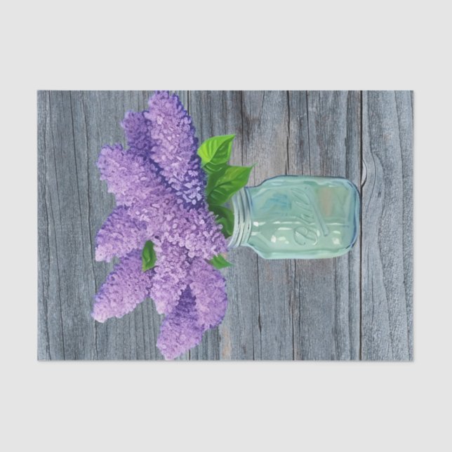 Lovely Lilacs  In Rustic Mason Jar Tissue Paper (Front)