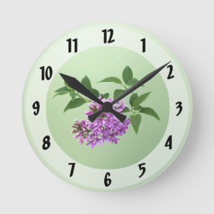 Lovely Lilacs Round Clock
