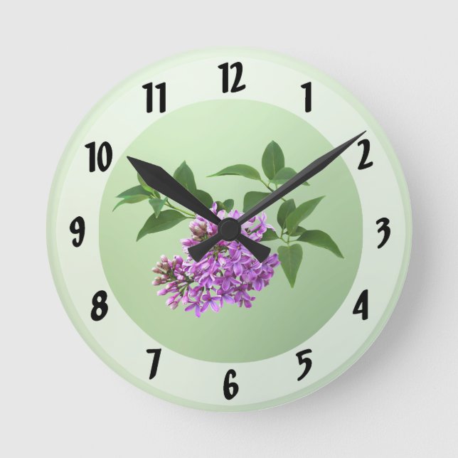 Lovely Lilacs Round Clock (Front)
