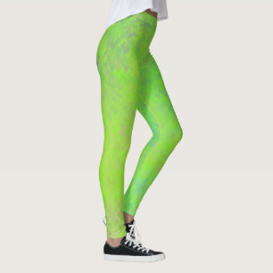 Lovely Lime Green Marbled Art Pattern Leggings