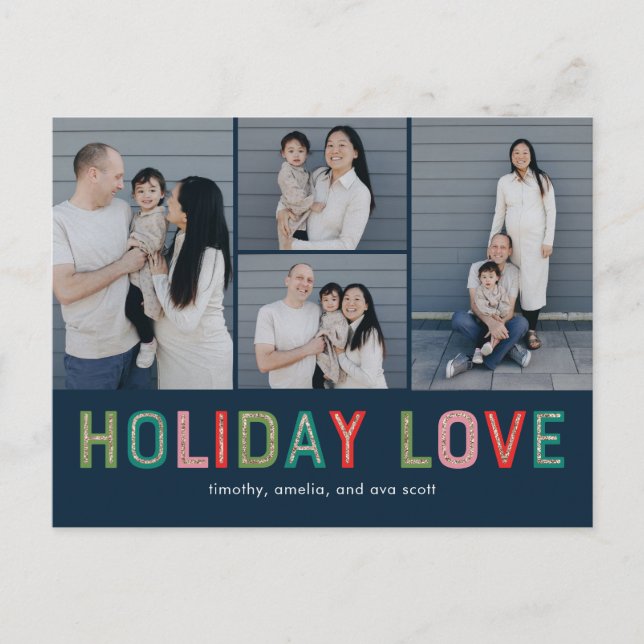Lovely Lines EDITABLE COLOR Holiday Card Postcard (Front)