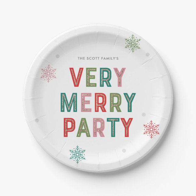 Lovely Lines Merry and Bright Holiday Party Plates (Front)