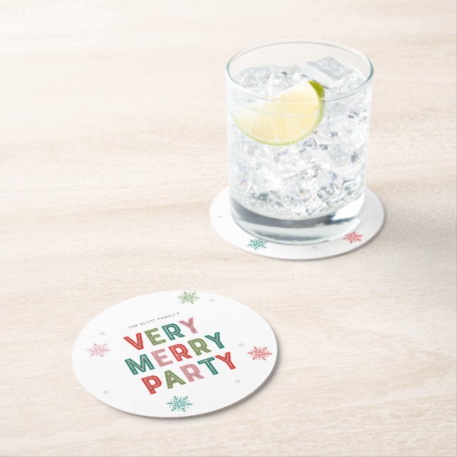 Lovely Lines Merry Bright Holiday Party Coasters (Insitu)