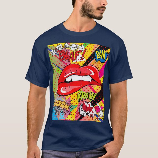 Lovely Lips Retro Pop Art  for Artists T-Shirt (Front)