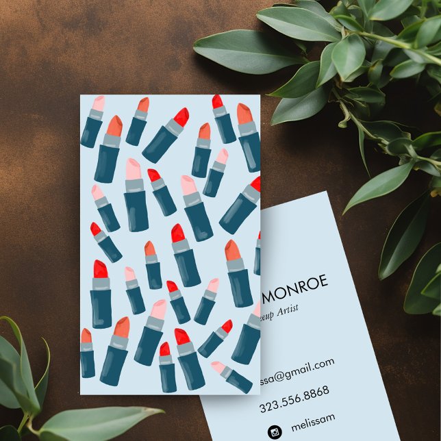 Lovely lipsticks makeup artist cards light blue (Lovely lipsticks makeup artist cards light blue
)