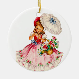 Lovely Little Girl Ornament in Red