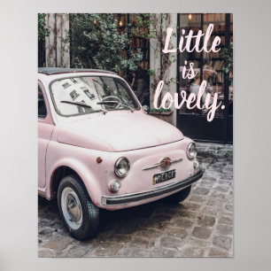 Lovely Little Pink Fiat in Paris Poster