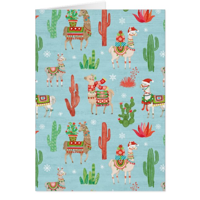 Lovely Llamas Christmas Light Teal Pattern (Front)