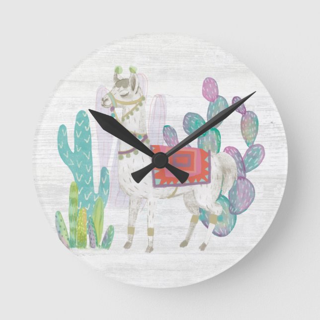Lovely Llamas V Round Clock (Front)