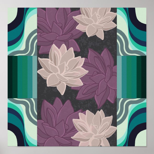 Lovely Lotus Flowers - Purple Lotus and Pink Lotus Poster (Front)
