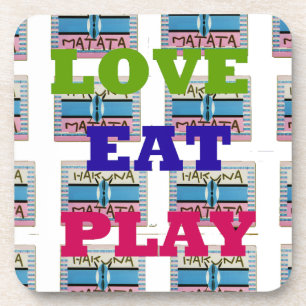 Lovely Love Eat Play Hakuna Matata Kenya shield gi Coaster