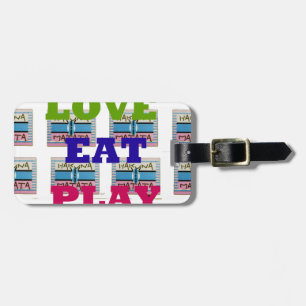 Lovely Love Eat Play Hakuna Matata Kenya shield gi Luggage Tag