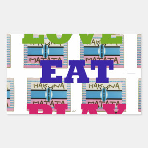 Lovely Love Eat Play Hakuna Matata Kenya shield gi Rectangular Sticker