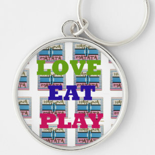 Lovely Love Eat Play Kenya shield Key Ring