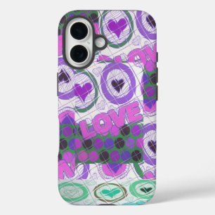 Lovely Love Heart Motif Art Print iPhone 16 Case