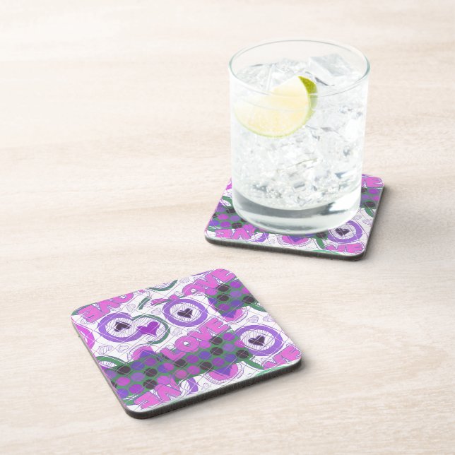 Lovely Love Heart Motif Art Print Coaster (Right Side)