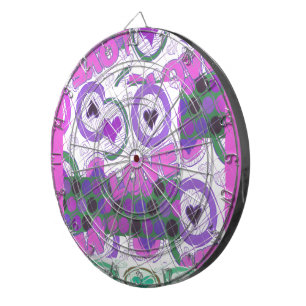 Lovely Love Heart Motif Art Print Dartboard