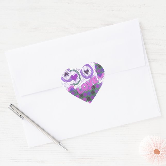 Lovely Love Heart Motif Art Print Heart Sticker (Envelope)
