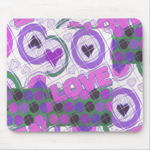 Lovely Love Heart Motif Art Print Mouse Mat