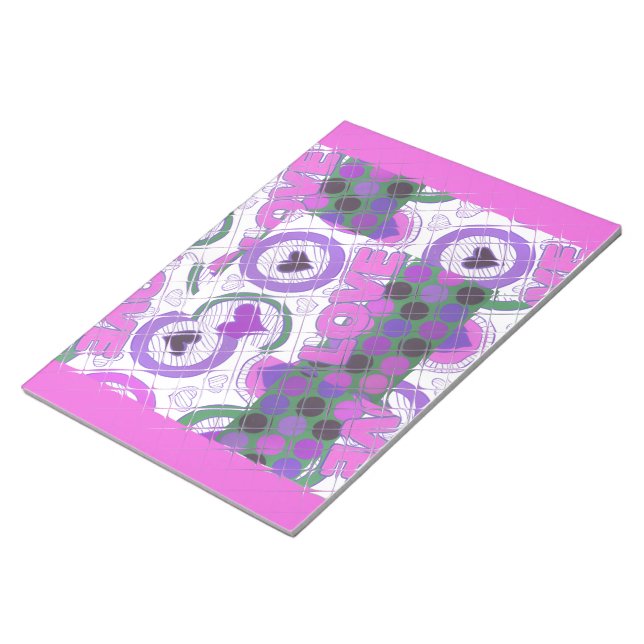 Lovely Love Heart Motif Art Print Notepad (Angled)