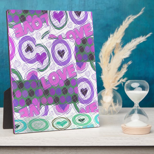 Lovely Love Heart Motif Art Print Plaque (Side)