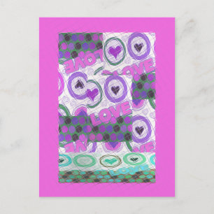 Lovely Love Heart Motif Art Print Postcard