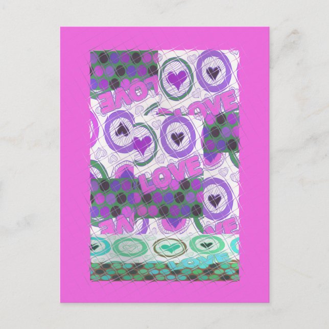 Lovely Love Heart Motif Art Print Postcard (Front)