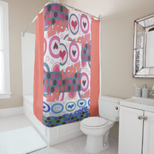 Lovely Love Heart Motif Art Print Shower Curtain