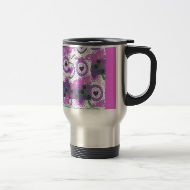 Lovely Love Heart Motif Art Print Travel Mug (Right)