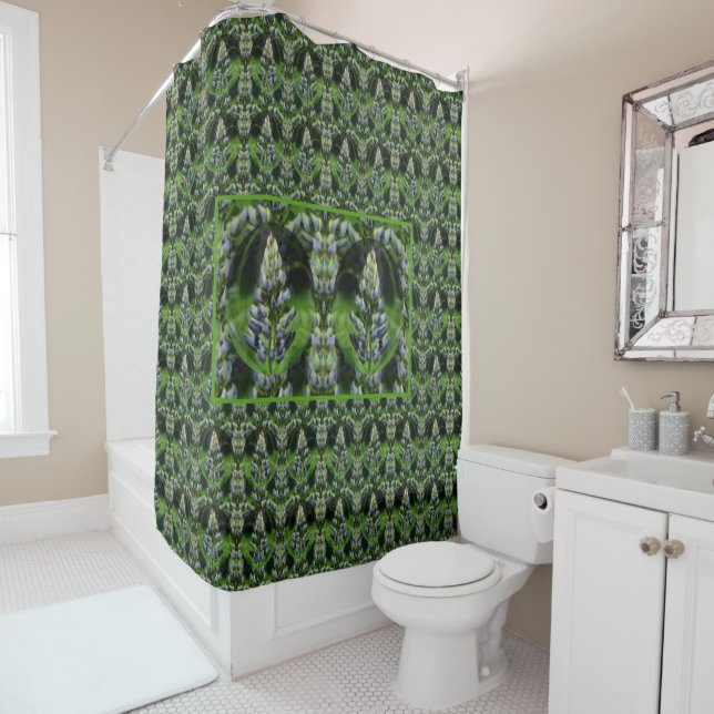 Lovely Lupine Abstract Floral Art Shower Curtain (In Situ)