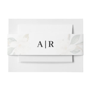 Lovely Magnolia floral belly band Invitation Belly Band