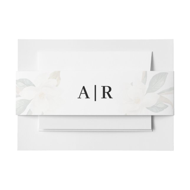 Lovely Magnolia floral belly band Invitation Belly Band (Front Example)