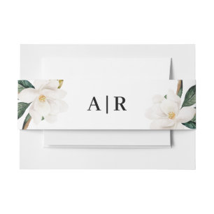 Lovely Magnolia floral belly band Invitation Belly Band