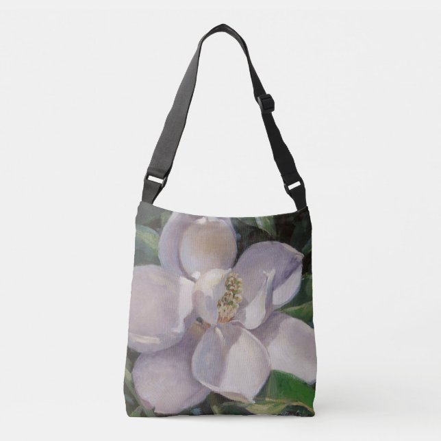 Lovely Magnolia Painting Crossbody Bag (Front)