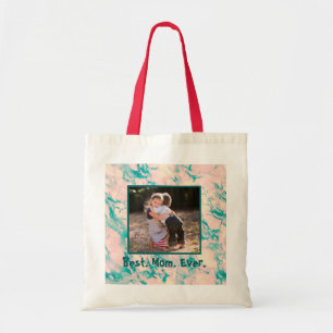 Lovely Marble Best Mum Ever Pink and Blue Tote Bag