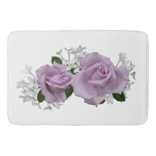 Lovely Mauve Roses White Bath Mat