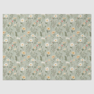 Lovely Meadow Flowers on Green Tissue Paper
