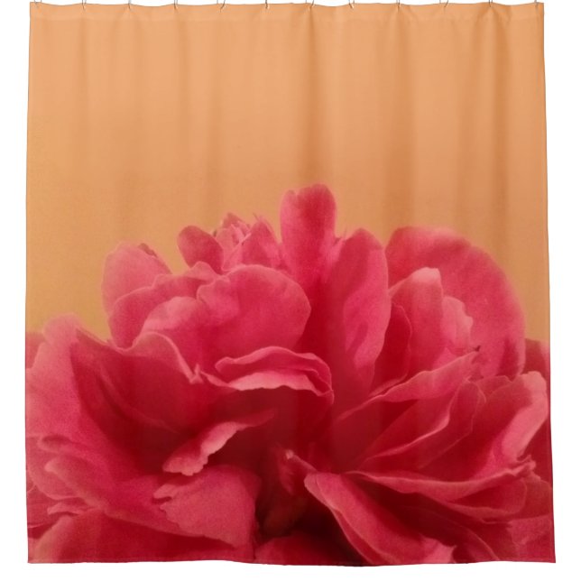 Lovely Melon Orange Hot Pink Floral Shower Curtain (Front)