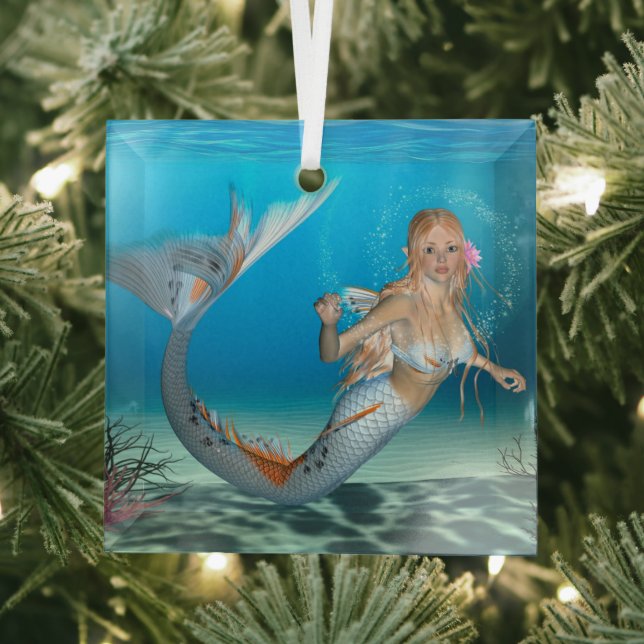 Lovely Mermaid Glass Tree Decoration (Insitu)