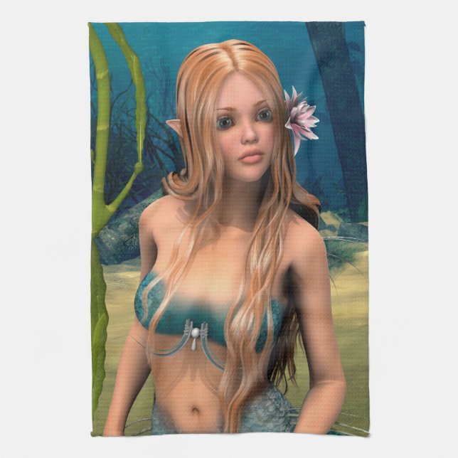 Lovely Mermaid Tea Towel (Vertical)