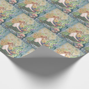 Lovely Mermaid with Fish and Shells Ocean Scene Wrapping Paper