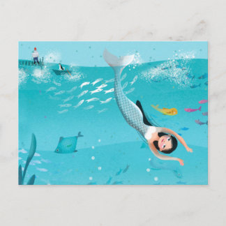 Lovely Mermaids in the Sea illustration Postcard