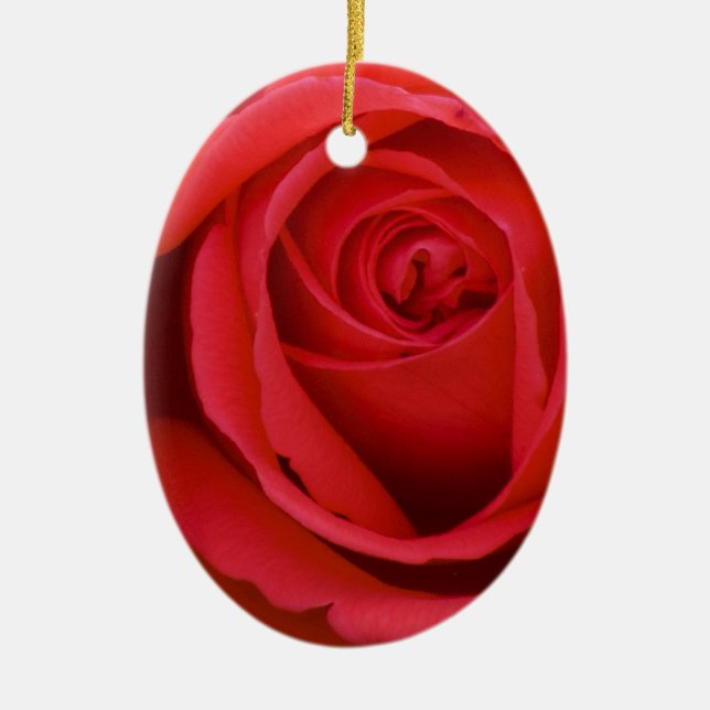Lovely Merry Red Rose Ceramic Tree Decoration (Front)