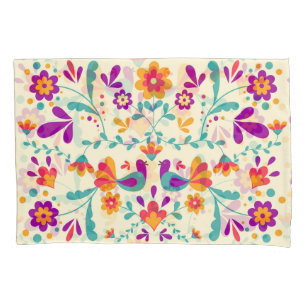 Lovely Mexican Floral And Birds Pillowcase