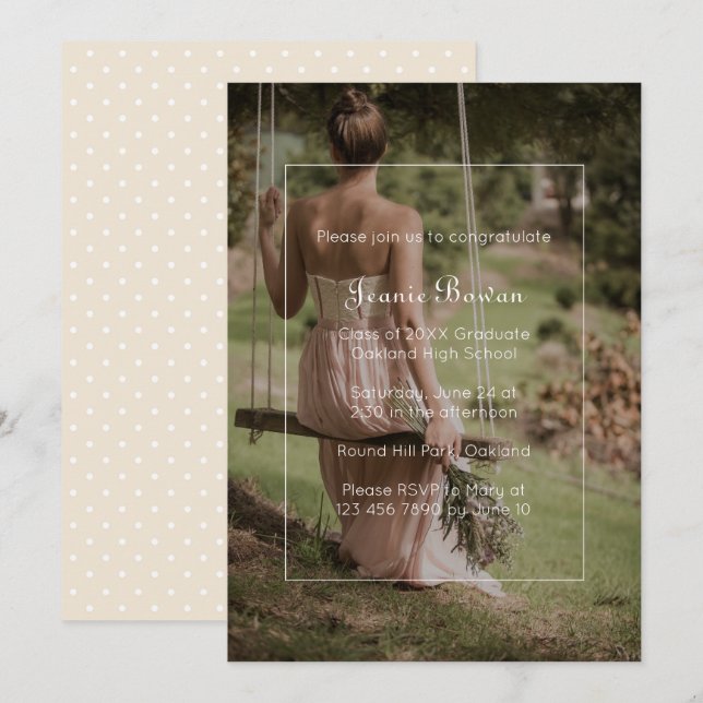 Lovely Minimalist Graduation Party Photo Invitation (Front/Back)