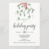 Lovely Mistletoe Christmas Holiday Party Invites
