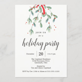 Lovely Mistletoe Christmas Holiday Party Invites