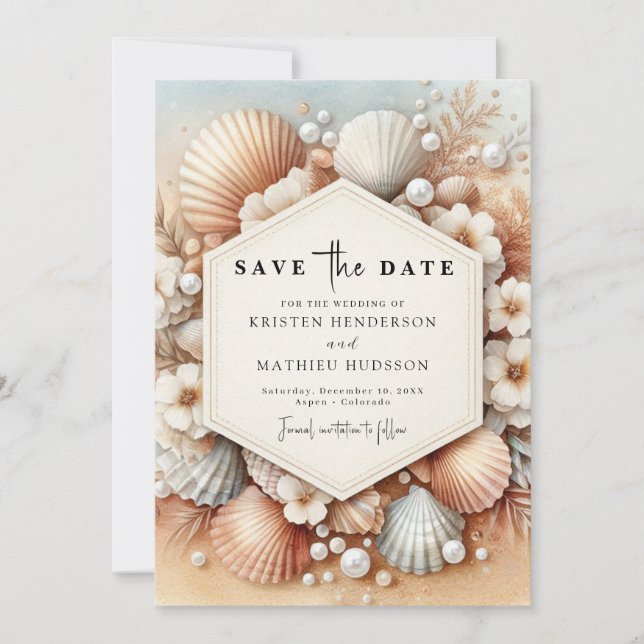 Lovely Modern Beach Wedding Save The Date (Front)