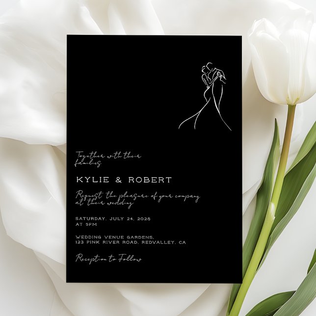 Lovely Modern Drawing Romantic Wedding Invitation (Creator Uploaded)